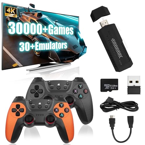 XIXIMENG X2 UItra Game Stick 4K,58000/41000/30000 Spieles 50/40/30 Emulatoren HD Video Game Console Double Wireless 2.4G Controller Retro Konsole (64G) von XIXIMENG