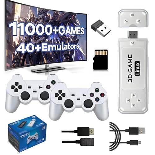 XIXIMENG Y6 Retro Spielkonsole Retro Konsole,11000+Spiele 40+Emualtor,Emuelec4.3,4K HD Ausgang Wireless Game Stick,Plug & Play Tragbare Spielkonsole mit Drahtloser Controller,für Erwachsene (128G) von XIXIMENG