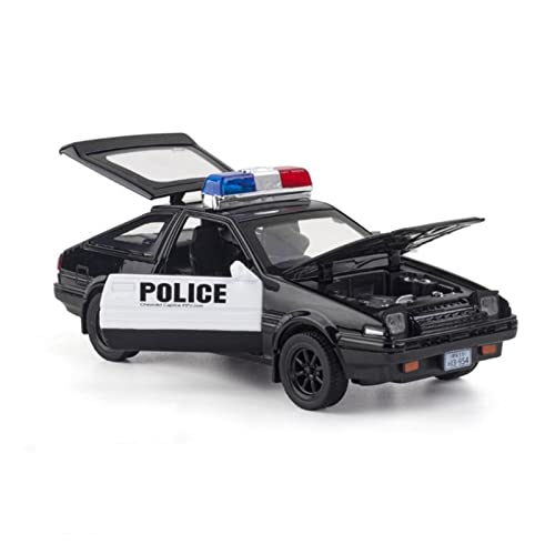 1/32 Für AE86 Classic High Simulation Polizeiauto Modell Metalldruckguss Mit Sound & Licht(Schwarz) von XIYUEYING