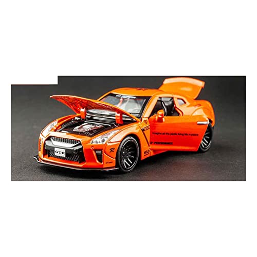 1/32 Für Nissan GTR Hohe Simulation Rennwagenmodell Metalldruckguss Spielzeug Ornament Dekoration(Orange) von XIYUEYING