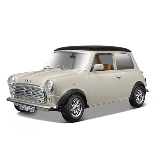 1 18 für BMW MINI Cooper 1969 Legierung Auto Modell Vintage Mini Emulation Sammlung Dekoriert Schreibtisch Spielzeug Beige Modelle von XIYUEYING