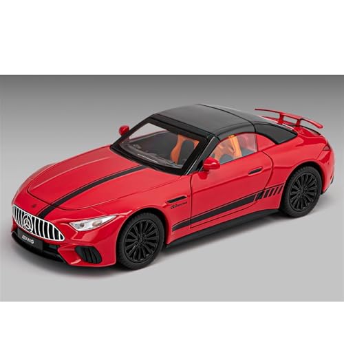 1 22 für Mercedes-Benz AMG SL63 Cabrio, Legierungs-Sportwagenmodell, 20 cm, dekorierter Schreibtisch, Sammlung von Spielzeugen für Gedenken an die Männer und Jungen(Rot) von XIYUEYING