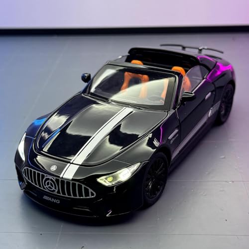 1 22 für Mercedes-Benz AMG SL63 Cabrio, Legierungs-Sportwagenmodell, 20 cm, dekorierter Schreibtisch, Sammlung von Spielzeugen für Gedenken an die Männer und Jungen(Schwarz) von XIYUEYING