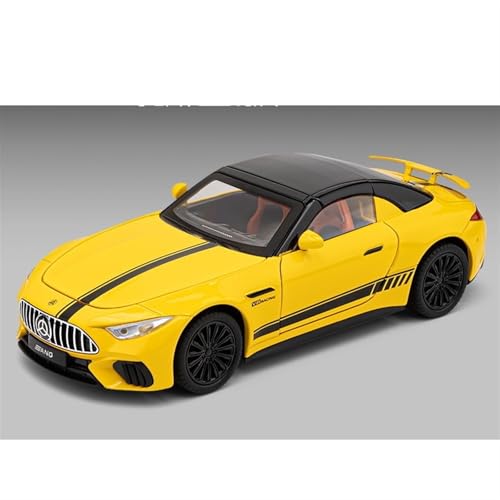 1 22 für Mercedes-Benz AMG SL63 Cabrio, Legierungs-Sportwagenmodell, 20 cm, dekorierter Schreibtisch, Sammlung von Spielzeugen für Gedenken an die Männer und Jungen(Yellow) von XIYUEYING
