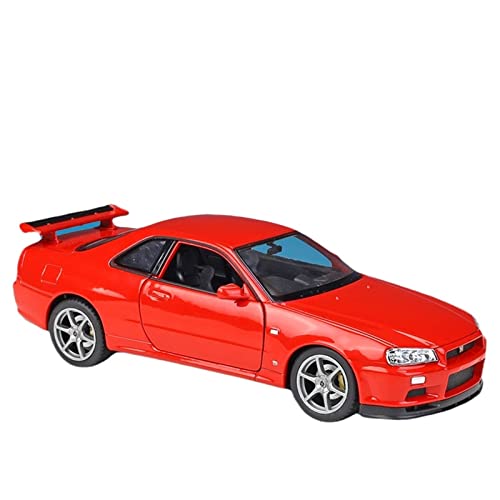 1 24 Für Nissan Skyline GTR R34 Legierung Sportwagen Modell Metall Spielzeug Rennmodell Fertiges Auto(Rot) von XIYUEYING