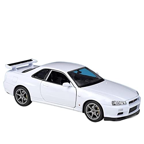 1 24 Für Nissan Skyline GTR R34 Legierung Sportwagen Modell Metall Spielzeug Rennmodell Fertiges Auto(White) von XIYUEYING