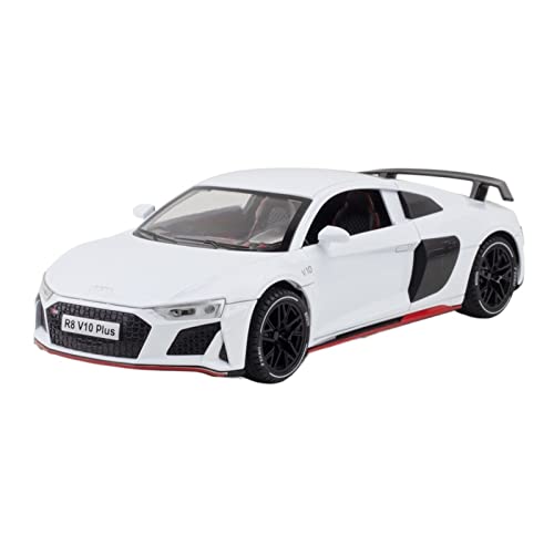 1 24 Für R8 V10 Plus Sportwagen Legierung Druckguss Modellauto Sound Und Licht Zurückziehen Spielzeugauto(White) von XIYUEYING