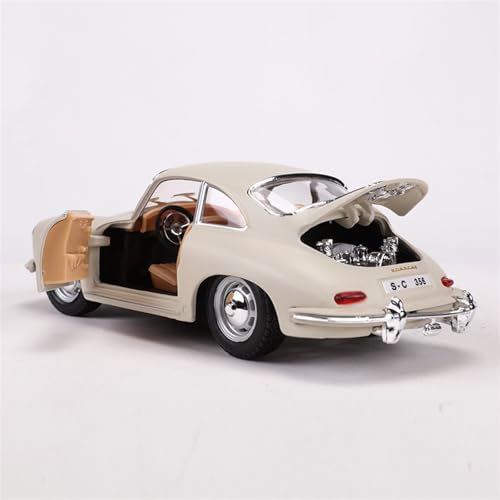 1 24 für Porsche 356B Coupé 1961 Legierungsautomodell Vintage Simulationssammlung Dekoriert Cremefarbenes Schreibtischspielzeugauto Geschenke für Männer und Frauen von XIYUEYING