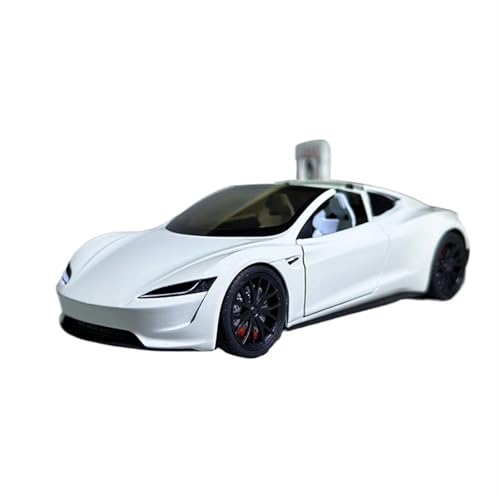 1 24 für Tesla R Roadster Auto Modell Simulation Legierung Dekoriert Schreibtisch Sammlung Souvenir Spielzeug Mann Junge(White) von XIYUEYING