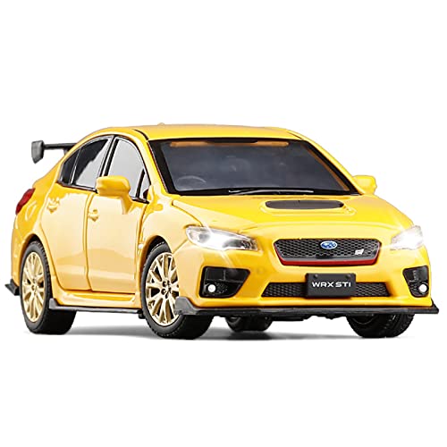 1 32 Für Subaru STI 2016 Druckguss Fahrzeugmodell Legierung Modellauto Sound Licht Zurückziehen Spielzeugauto(Yellow) von XIYUEYING