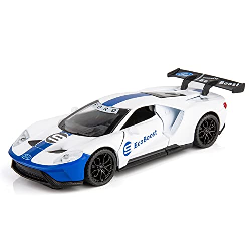 1 32 für Ford GT Heritage Edition Racing Alloy Druckguss Modellauto Sound und Licht Spielzeugauto(White) von XIYUEYING