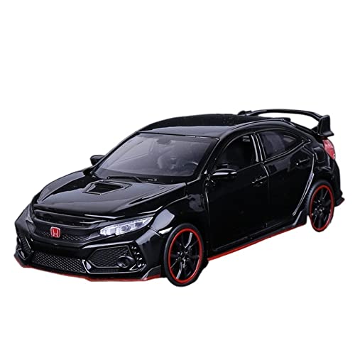 1 32 für Honda Civic Type-R Druckguss-Metallautomodell Fertiges Auto Sound- und Lichtspielzeugauto(Schwarz) von XIYUEYING