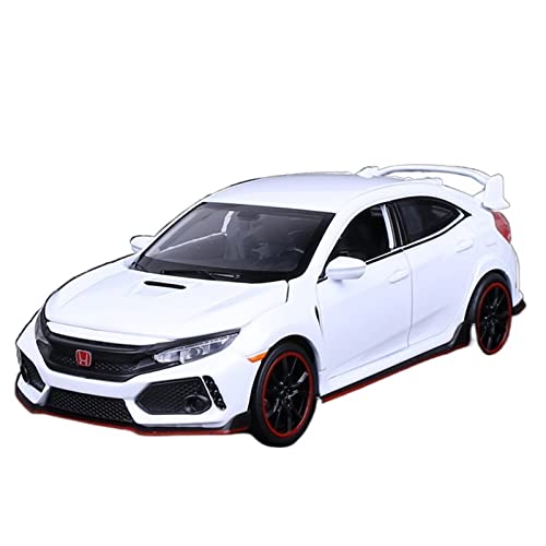 1 32 für Honda Civic Type-R Druckguss-Metallautomodell Fertiges Auto Sound- und Lichtspielzeugauto(White) von XIYUEYING