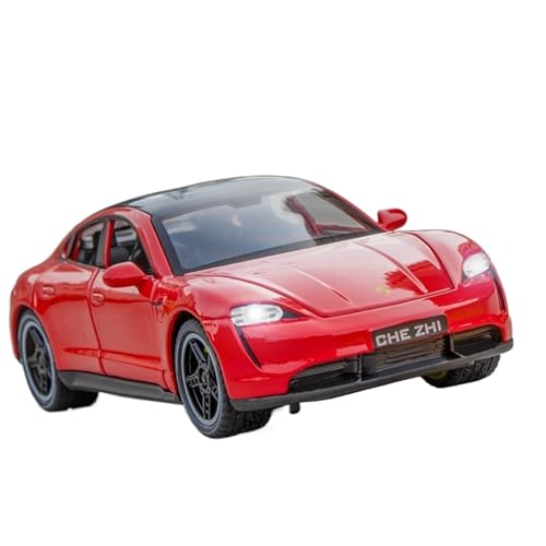 1 32 für Porsche Taycan Simulation Legierung Auto Modell Pulleback Spielzeug Dekoration Jungen Schreibtisch Sammlung Display 15CM(Rot) von XIYUEYING