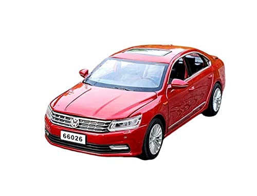 1 32 für Volkswagen Passat Druckguss Metall Modellauto Sound Licht Zurückziehen Spielzeugauto 6 Tür offen(Rot) von XIYUEYING