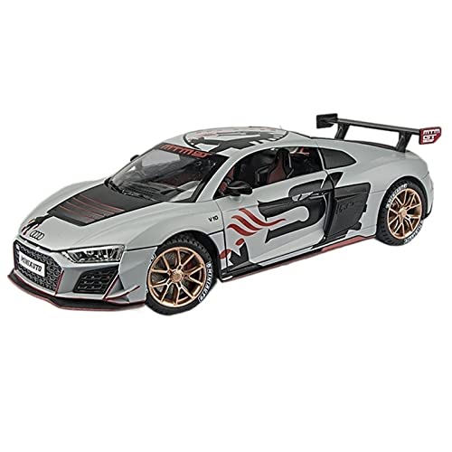 1:24 Für Audi R8 Modifizierter Sportwagen Legierung Druckguss Modellauto Sound Und Licht Zurückziehen Spielzeugauto(White) von XIYUEYING