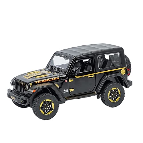 1:24 Für Jeep Wrangler Geländewagen Druckguss Metall Modellauto Sound Licht Zurückziehen Spielzeugauto(Schwarz) von XIYUEYING