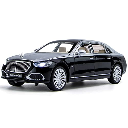 1:24 Für Mercedes-Benz Maybach S680 Druckguss-Legierung Modellauto Sound und Licht Pull-Back-Spielzeugauto(Schwarz) von XIYUEYING