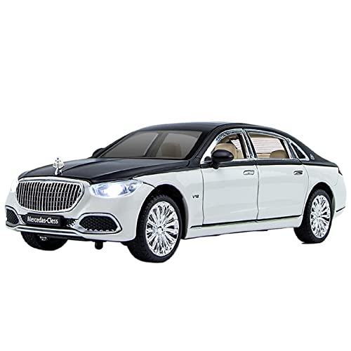 1:24 Für Mercedes-Benz Maybach S680 Druckguss-Legierung Modellauto Sound und Licht Pull-Back-Spielzeugauto(White) von XIYUEYING