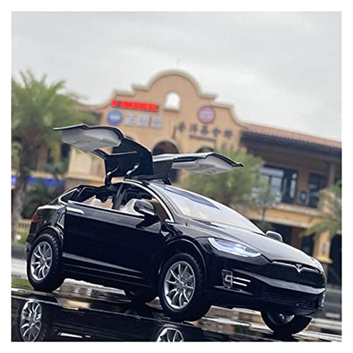1:24 Für Tesla Model X Legierung Fahrzeugmodell Druckguss Simulation Modell Auto Sound Und Licht Spielzeug(Schwarz) von XIYUEYING