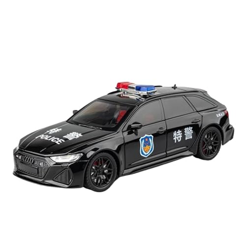 1:24 für Audi RS6 Polizeiauto Hohe Simulation Metall Modell Auto Sound Licht Zurückziehen Auto Modell(A) von XIYUEYING