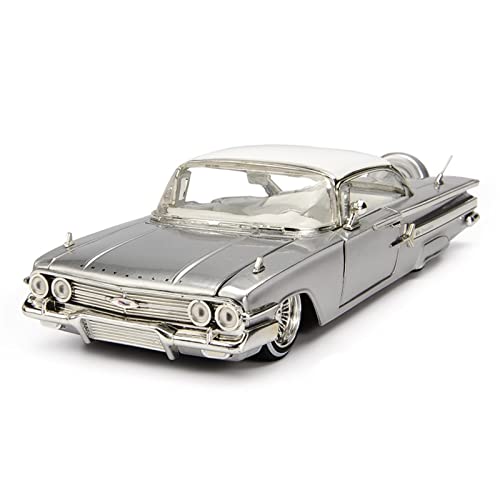 1:24 für Chevy Impala 1960 Oldtimer Druckguss Fahrzeug Legierung Modellauto Dekoration(Silber) von XIYUEYING