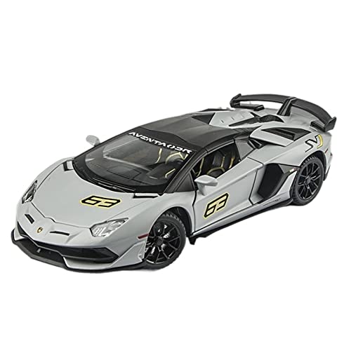 1:24 für Lamborghini Aventador SVJ 63 Legierung Druckguss Modellauto Sound und Licht zurückziehen Spielzeugauto(Gray) von XIYUEYING