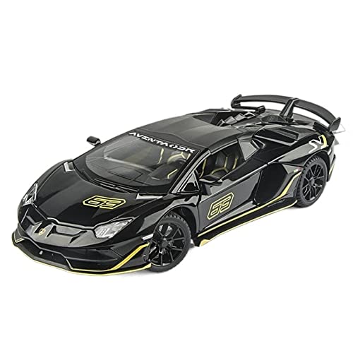 1:24 für Lamborghini Aventador SVJ 63 Legierung Druckguss Modellauto Sound und Licht zurückziehen Spielzeugauto(Schwarz) von XIYUEYING