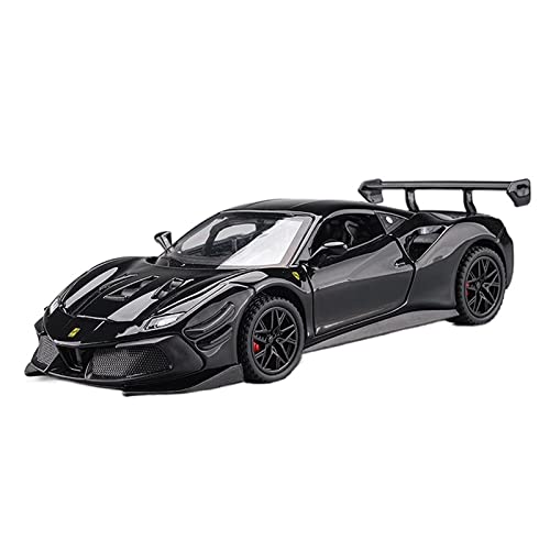 1:32 Für Ferrari 488 Supercar Druckguss Fahrzeug Legierung Modellauto Sound Und Licht Zurückziehen Spielzeugauto(Schwarz) von XIYUEYING
