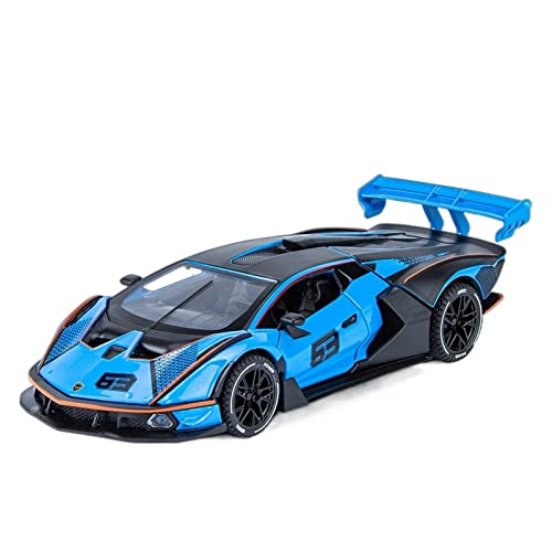 1:32 Für Lamborghini SCV12 Sportwagen Druckguss Legierung Modellauto Sound Und Licht Zurückziehen Spielzeugauto(Blau) von XIYUEYING