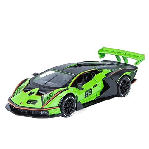 1:32 Für Lamborghini SCV12 Sportwagen Druckguss Legierung Modellauto Sound Und Licht Zurückziehen Spielzeugauto(Grün) von XIYUEYING