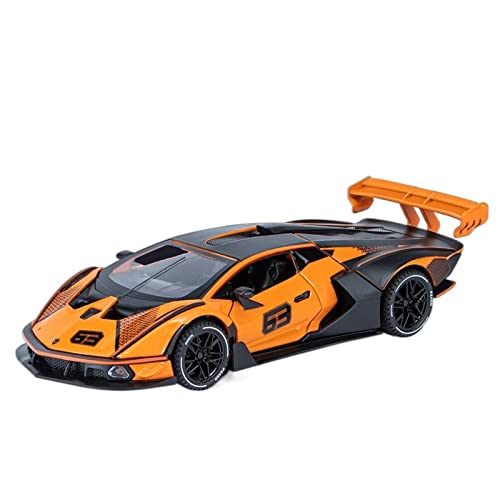 1:32 Für Lamborghini SCV12 Sportwagen Druckguss Legierung Modellauto Sound Und Licht Zurückziehen Spielzeugauto(Orange) von XIYUEYING