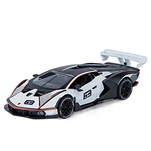1:32 Für Lamborghini SCV12 Sportwagen Druckguss Legierung Modellauto Sound Und Licht Zurückziehen Spielzeugauto(White) von XIYUEYING