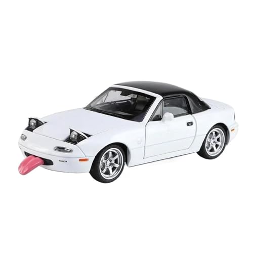 1:32 Für Mazda MX5 Cabrio Sportwagen Modell Legierung Simulation Sound Licht Kinder Jungen Fahrzeuge(White) von XIYUEYING