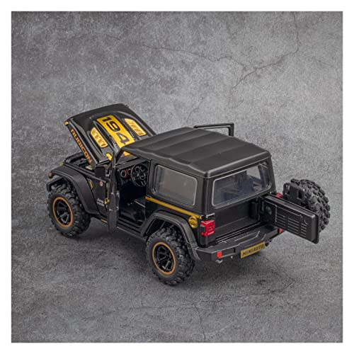 1:32 für Jeep Wrangler Rubicon 1941 Modellauto aus Metalldruckguss für Zurückziehen von Ton- und Lichtspielzeugauto(Schwarz) von XIYUEYING