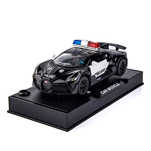 Für Bugatti Polizeiauto Modell Metall Serie 2 Tür Pull Back Kinderspielzeug 1 32(Schwarz) von XIYUEYING