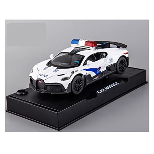 Für Bugatti Polizeiauto Modell Metall Serie 2 Tür Pull Back Kinderspielzeug 1 32(White) von XIYUEYING