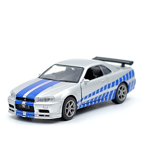 Für Nissan GT-R R34 Sportwagen-Modellsimulation Pull-Back-Modell Spielzeugauto 1 36(4) von XIYUEYING