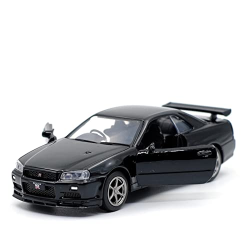Für Nissan GT-R R34 Sportwagen-Modellsimulation Pull-Back-Modell Spielzeugauto 1 36(Taglia unica) von XIYUEYING