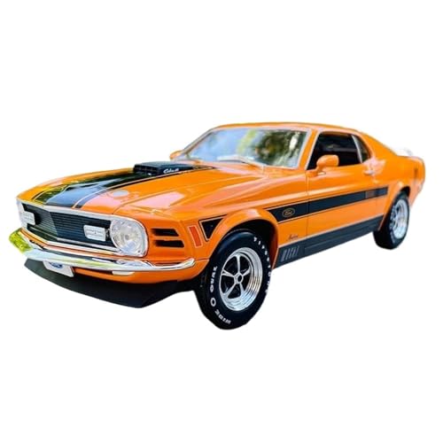 XIYUEYING 1 18 for Neue 1970 Ford Mustang Mach 1 Auto Modell Kits Hohe Simulation Fahrzeug for Jungen Urlaub Geschenke Spielzeug(Orange) von XIYUEYING