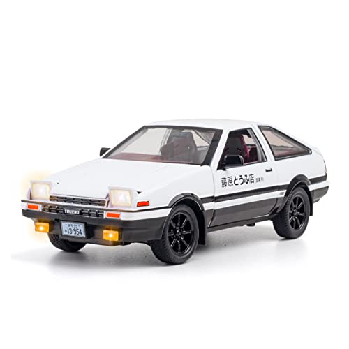 XIYUEYING Für Toyota Trueno AE86 Druckguss Sound und Light Pull Back Kinderspielzeug Modell 1:20(White) von XIYUEYING
