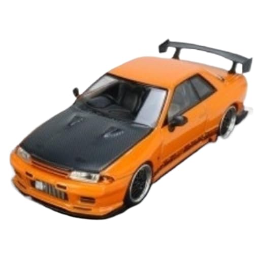 XIYUEYING Maßstabsgetreues Modell 1/64 für Nissan FÜR GT-R R32 Orange Legierung Auto Modell Statische Auto Dekoration Sammlung Miniaturmodelle von XIYUEYING