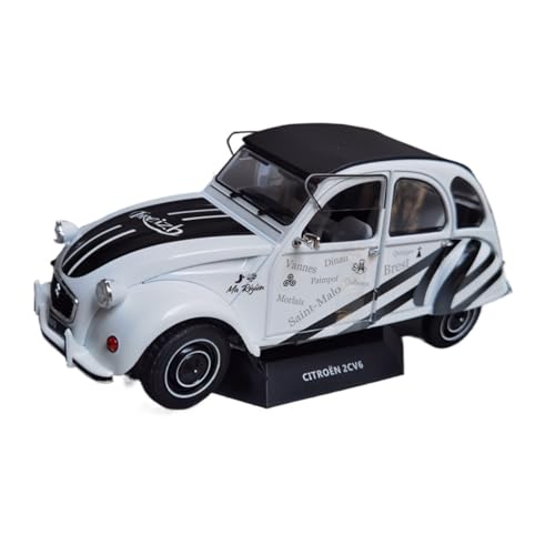 XIYUEYING Maßstabsgetreues Modell 1:18 Maßstab 2CV6 1982 Automodell Weißlackierung Statische Dekoration Aus Legierung Für Kinder Miniaturmodelle von XIYUEYING