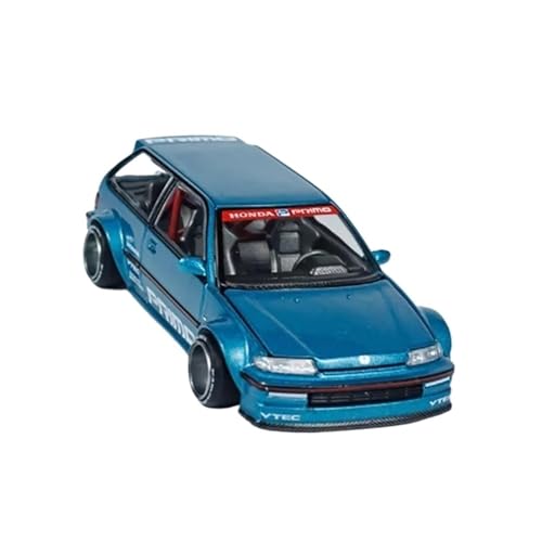 XIYUEYING Maßstabsgetreues Modell 1:64 Für Civic EF V1 Legierung Auto Modell Statische Finish Dekoration Haube Öffnende Blau Fahrzeug Ornament Miniaturmodelle von XIYUEYING