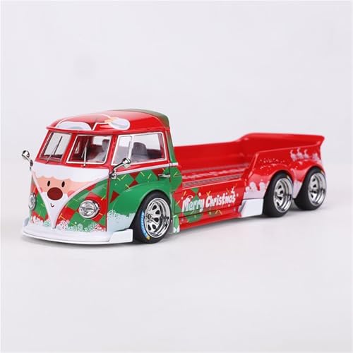 XIYUEYING Maßstabsgetreues Modell 1:64 Für Volkswagen T1 Pickup Truck Trailer Weihnachtsmalerei Simulation Legierung Automodell Ornamente Als Geschenke Miniaturmodelle von XIYUEYING
