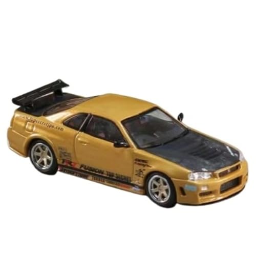 XIYUEYING Maßstabsgetreues Modell 1:64 für Nissan GTR Gold Malerei Legierung Auto Modell Sammeln Statische Ornament Für Dekoration Miniaturmodelle von XIYUEYING
