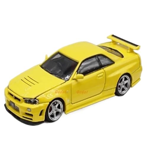 XIYUEYING Maßstabsgetreues Modell Maßstab 1:64 für Nissan GTR R34 Z-Tune Gelb Legierung Automodell Souvenir Fertig Ornament Miniaturmodelle von XIYUEYING