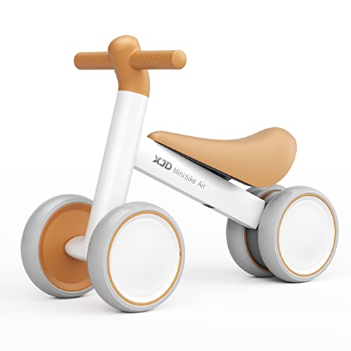 XJD Kinder Laufrad ab 1 Jahr, Lauflernrad Spielzeug für 10-24 Monate Baby, Balance Bike ohne Pedal mit 4 Rädern für Jungen und Mädchen, Erstes Fahrrad für Kleinkind als Geburtstag Geschenk(Braun) von XJD