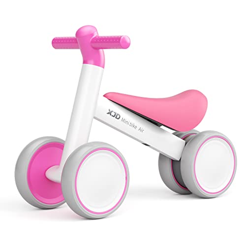 XJD Laufrad ab 1 Jahr Laufrad Spielzeug für 10-24 Monate Baby Lauflernrad Mini mit 4 Rädern Kleinkinder Fahrrad Ohne Pedale Erstes Laufrad für Geschenk (Rosa, 10-24 Monate) von XJD