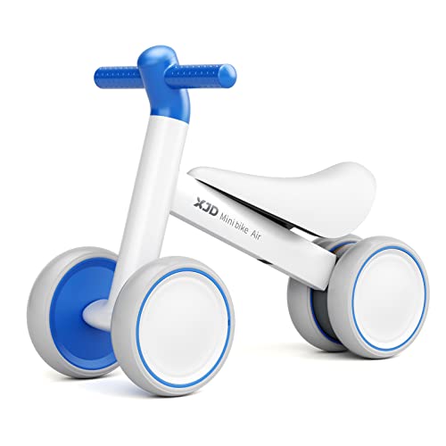 XJD Kinder Laufrad ab 1 Jahr, Lauflernrad Spielzeug für 10-24 Monate Baby, Erstes Fahrrad ohne Pedal mit 4 Rädern für Jungen Mädchen, Kleinkinder Erste Geburtstag Geschenk (Blau) von XJD